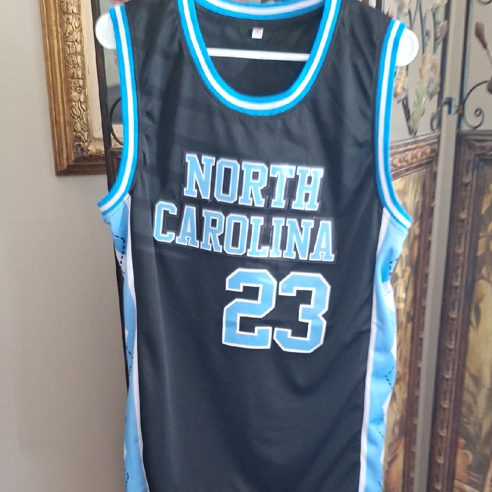 North Carolina #23 Basketball Jersey - Black & Carolina Blue